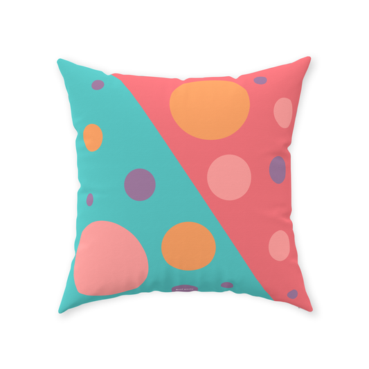 Giant Pink Blue Dots Floor Pillow 40x40 Inch