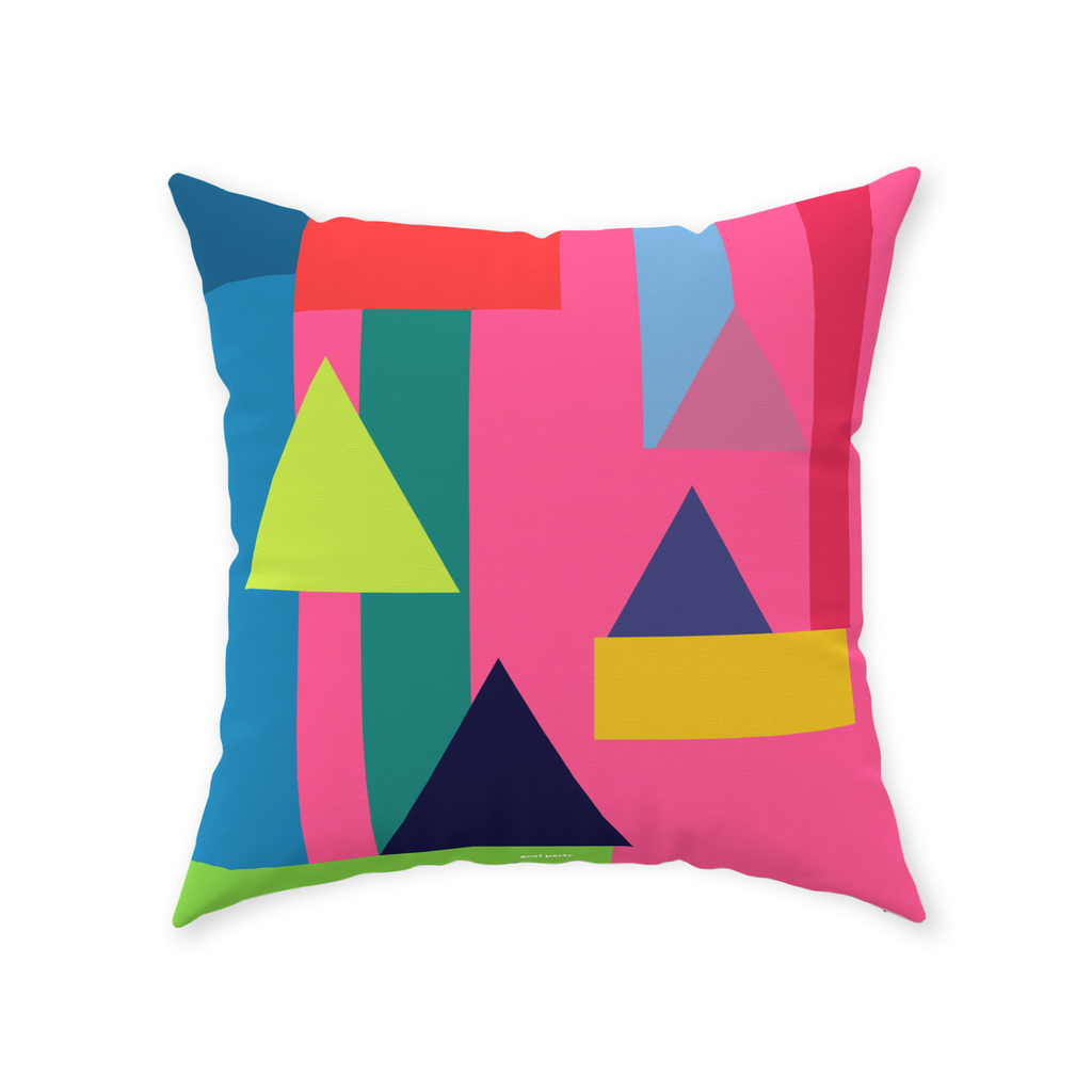 Giant Pink Rectangles Triangles Floor Pillow 40x40 Inch